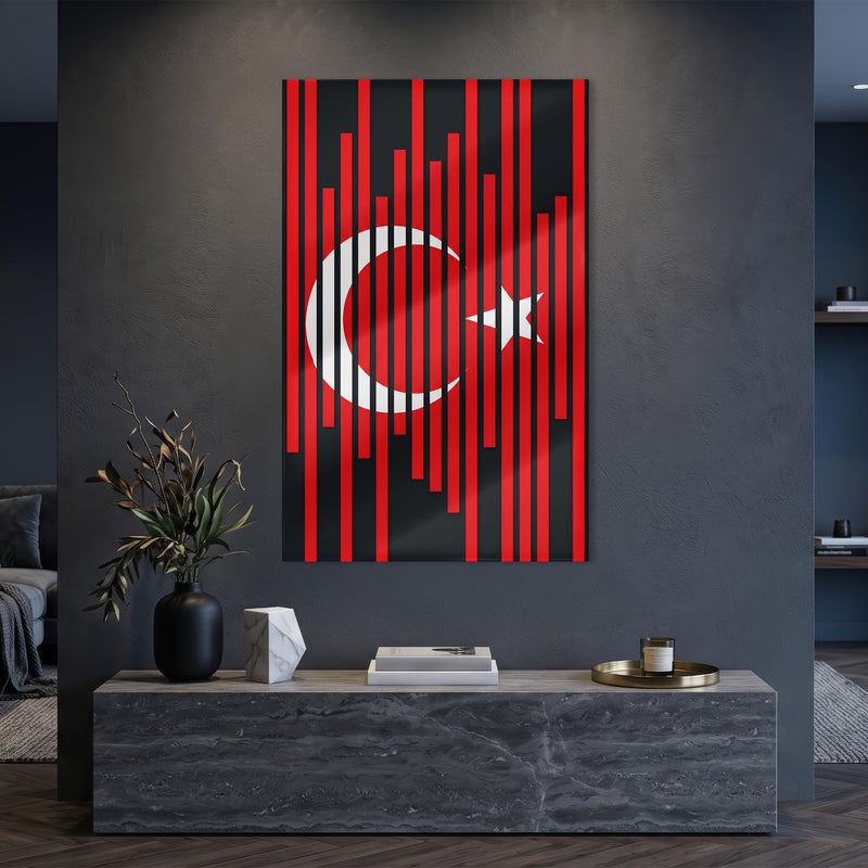 Siyah Şerit Türk Bayrağı Cam Tablo – Cam Tablo