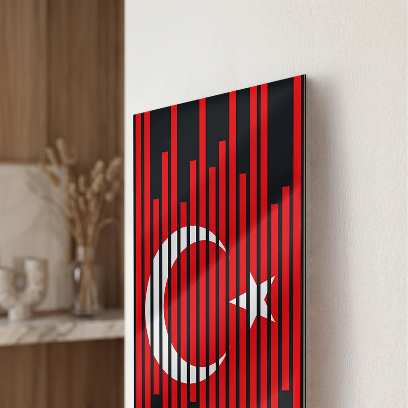Siyah Şerit Türk Bayrağı Cam Tablo – Cam Tablo