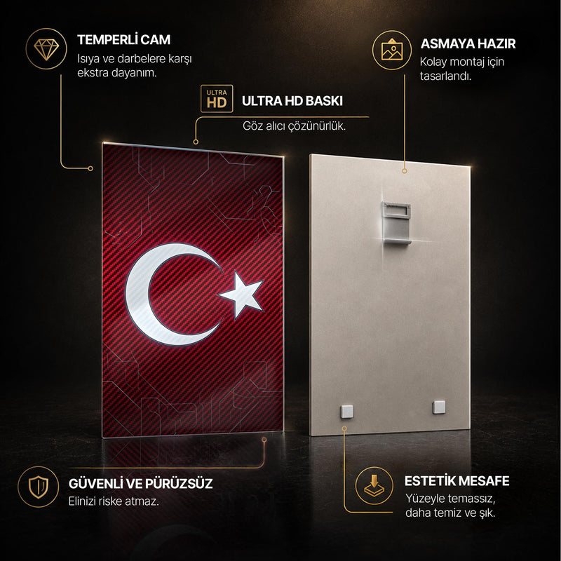 Teknoloji Devre Türk Bayrağı Cam Tablo – Cam Tablo