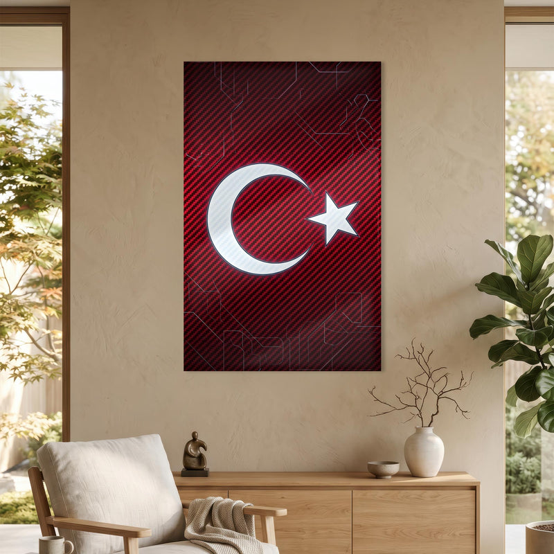 Teknoloji Devre Türk Bayrağı Cam Tablo – Cam Tablo