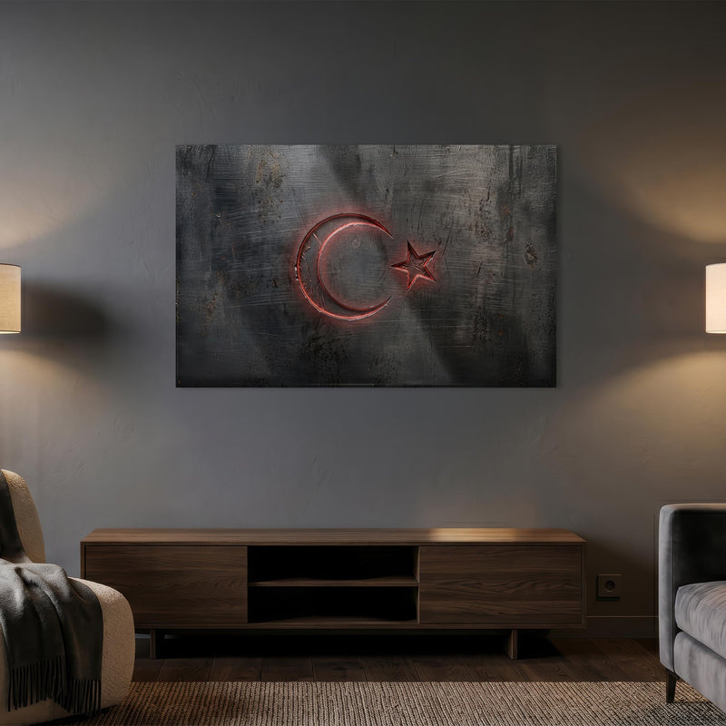 Neon Kırmızı Türk Bayrağı Cam Tablo – Cam Tablo