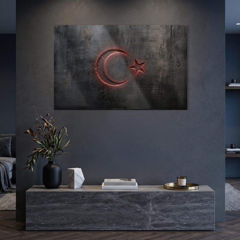 Neon Kırmızı Türk Bayrağı Cam Tablo – Cam Tablo