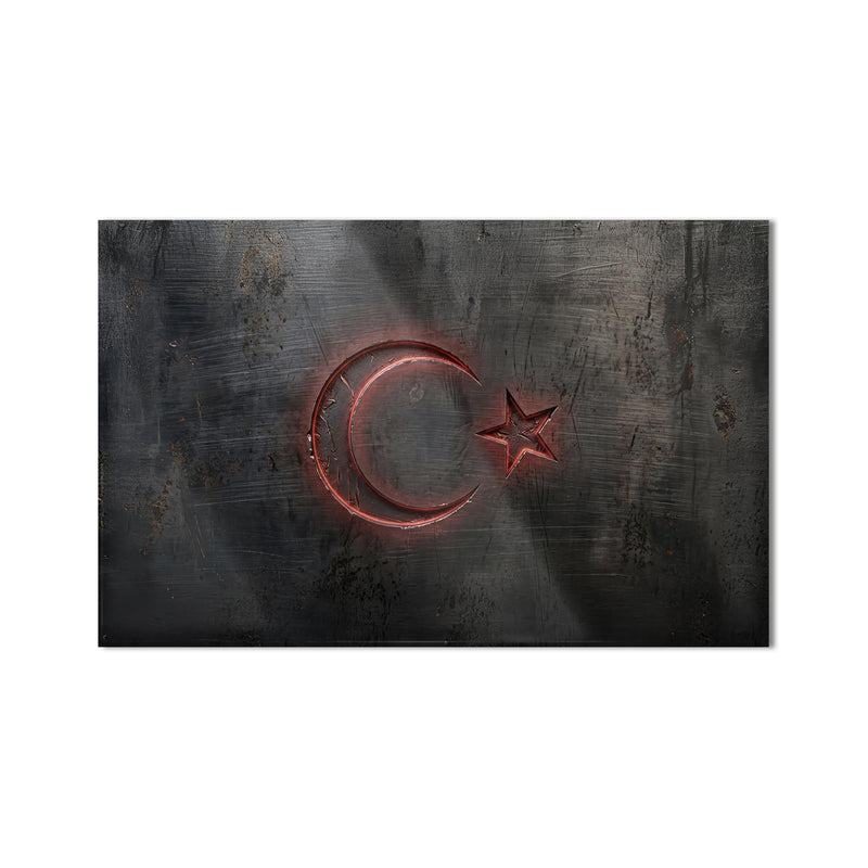 Neon Kırmızı Türk Bayrağı Cam Tablo – Cam Tablo
