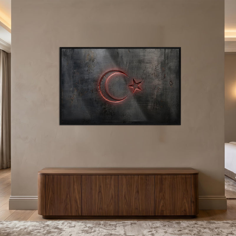 Neon Kırmızı Türk Bayrağı Cam Tablo – Cam Tablo