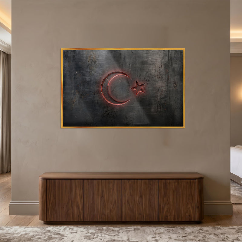 Neon Kırmızı Türk Bayrağı Cam Tablo – Cam Tablo