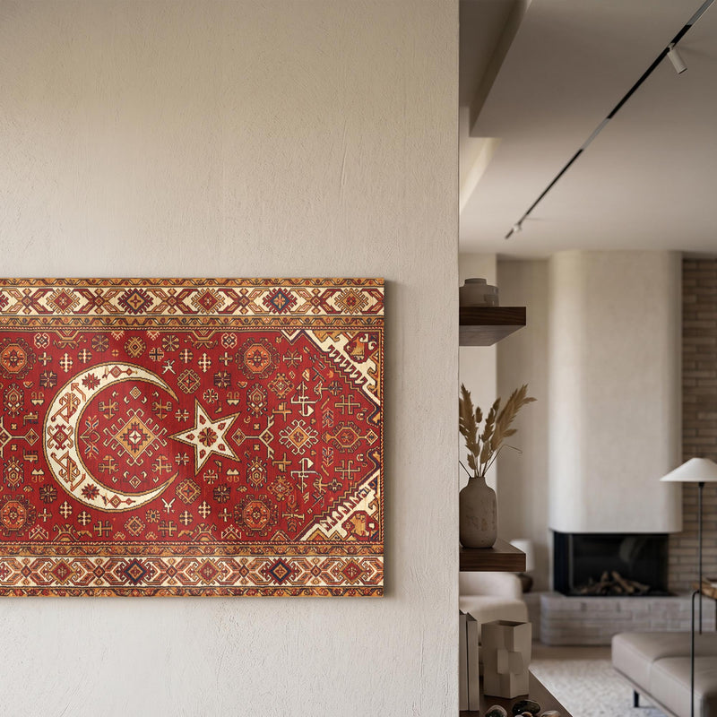 Kilim Desen Türk Bayrağı Cam Tablo – Cam Tablo