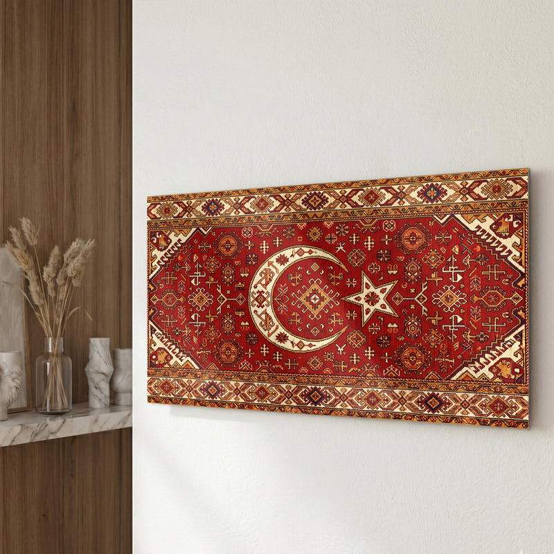 Kilim Desen Türk Bayrağı Cam Tablo – Cam Tablo