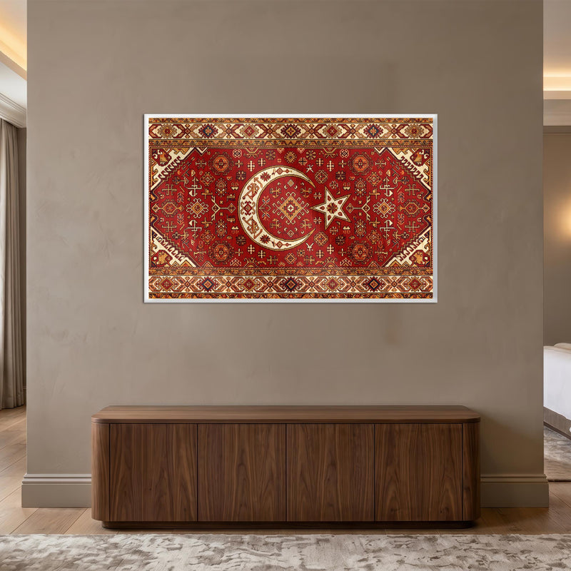 Kilim Desen Türk Bayrağı Cam Tablo – Cam Tablo