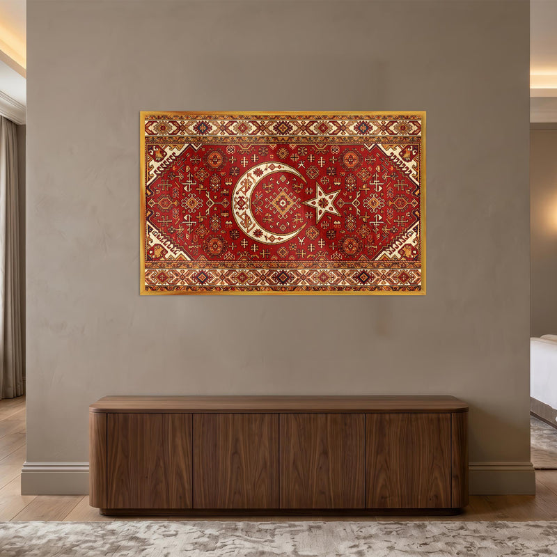 Kilim Desen Türk Bayrağı Cam Tablo – Cam Tablo