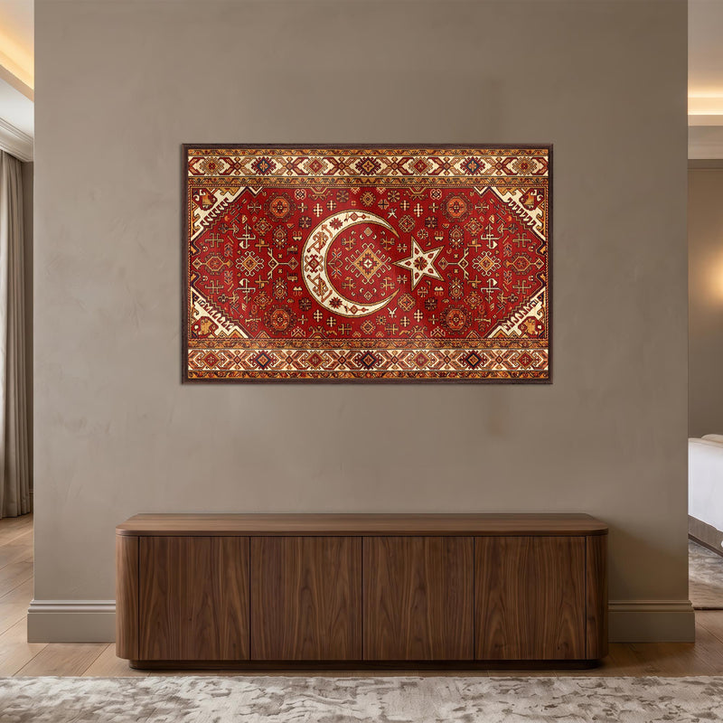 Kilim Desen Türk Bayrağı Cam Tablo – Cam Tablo