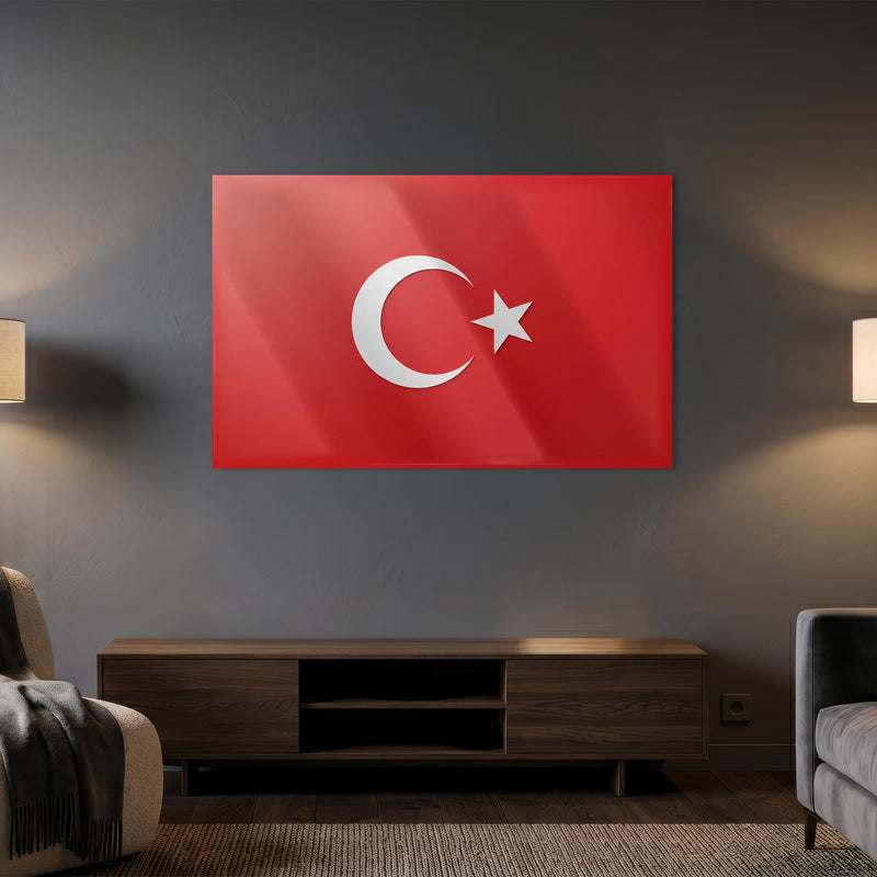 Flat Minimal Türk Bayrağı Cam Tablo – Cam Tablo