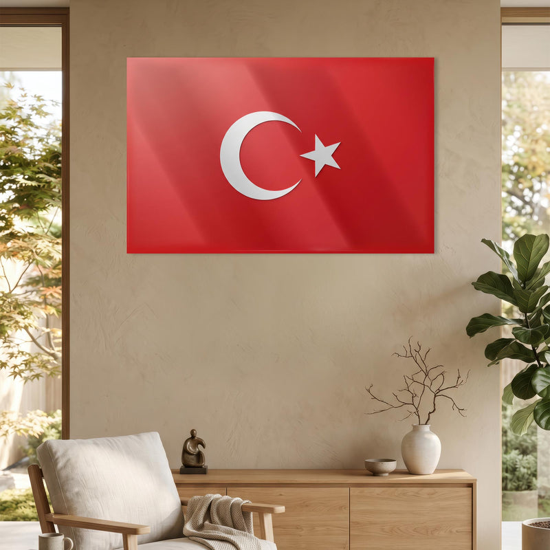 Flat Minimal Türk Bayrağı Cam Tablo – Cam Tablo