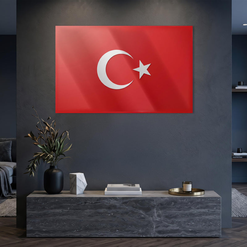 Flat Minimal Türk Bayrağı Cam Tablo – Cam Tablo