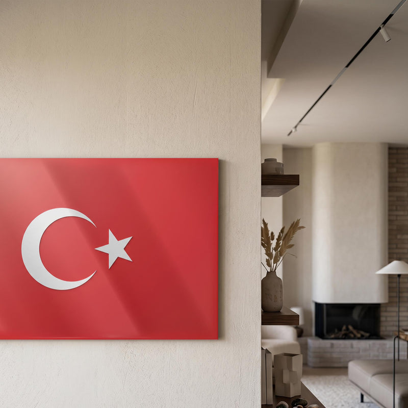 Flat Minimal Türk Bayrağı Cam Tablo – Cam Tablo