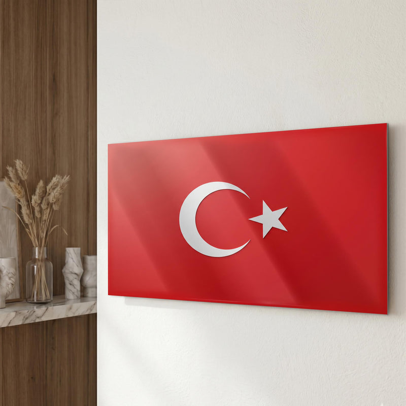 Flat Minimal Türk Bayrağı Cam Tablo – Cam Tablo