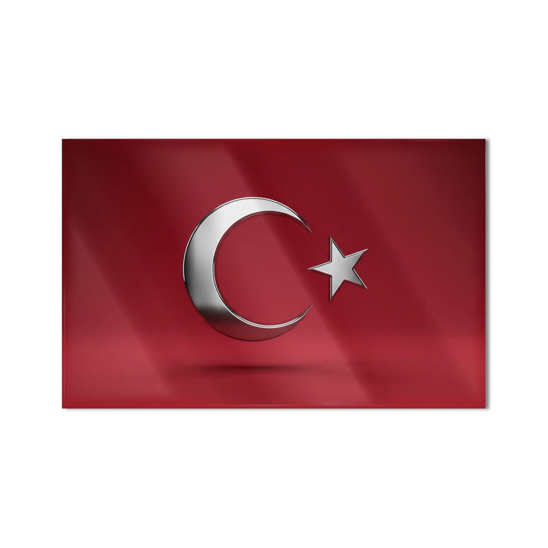 Krom Görünümlü Türk Bayrağı Cam Tablo – Cam Tablo