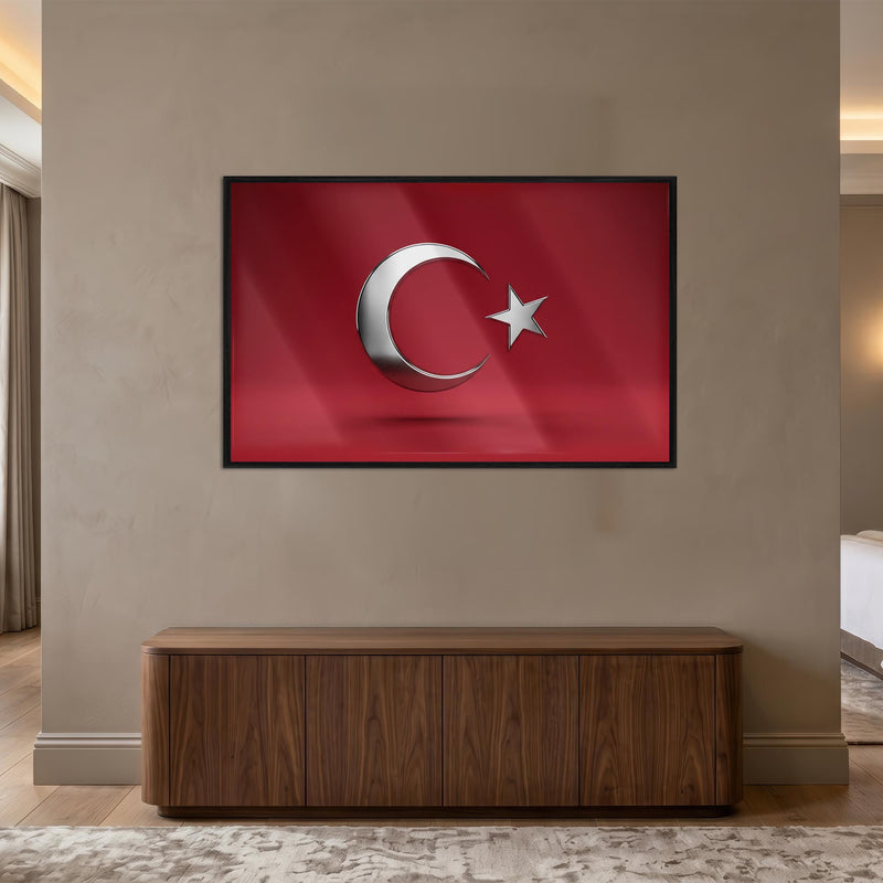 Krom Görünümlü Türk Bayrağı Cam Tablo – Cam Tablo