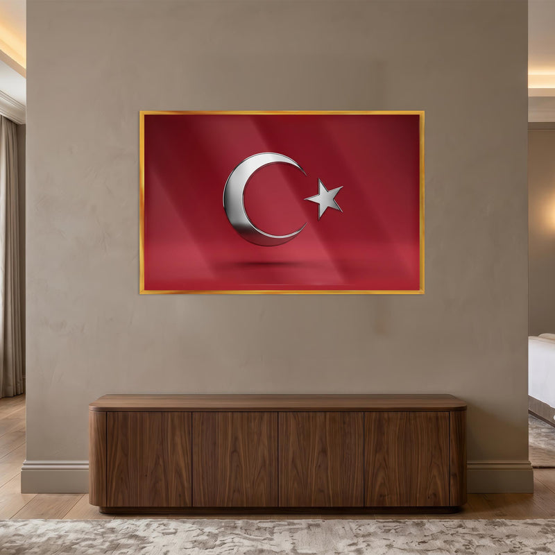 Krom Görünümlü Türk Bayrağı Cam Tablo – Cam Tablo