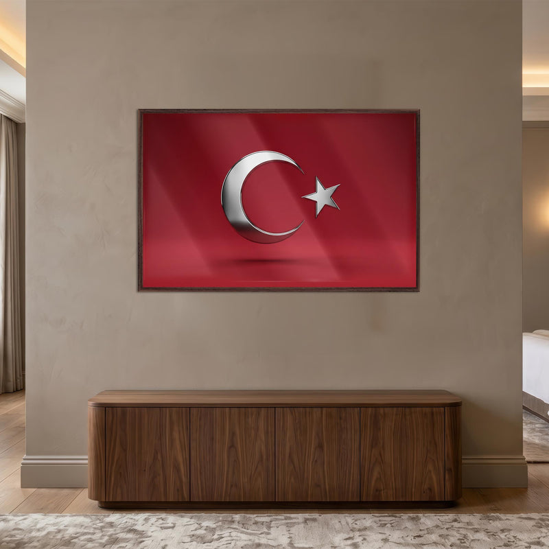 Krom Görünümlü Türk Bayrağı Cam Tablo – Cam Tablo
