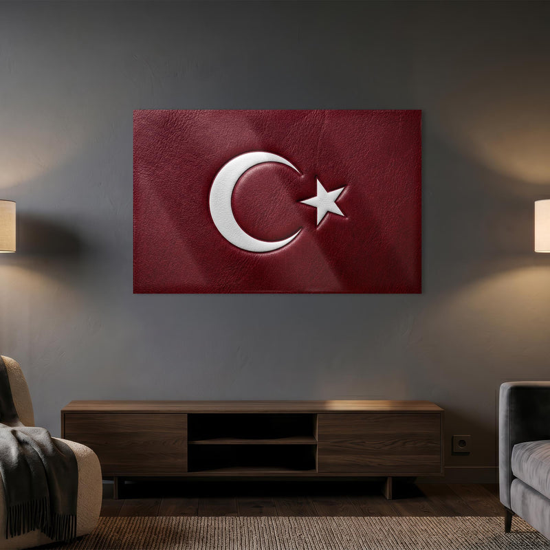 Kabartma Deri Görünümlü Türk Bayrağı Cam Tablo – Cam Tablo