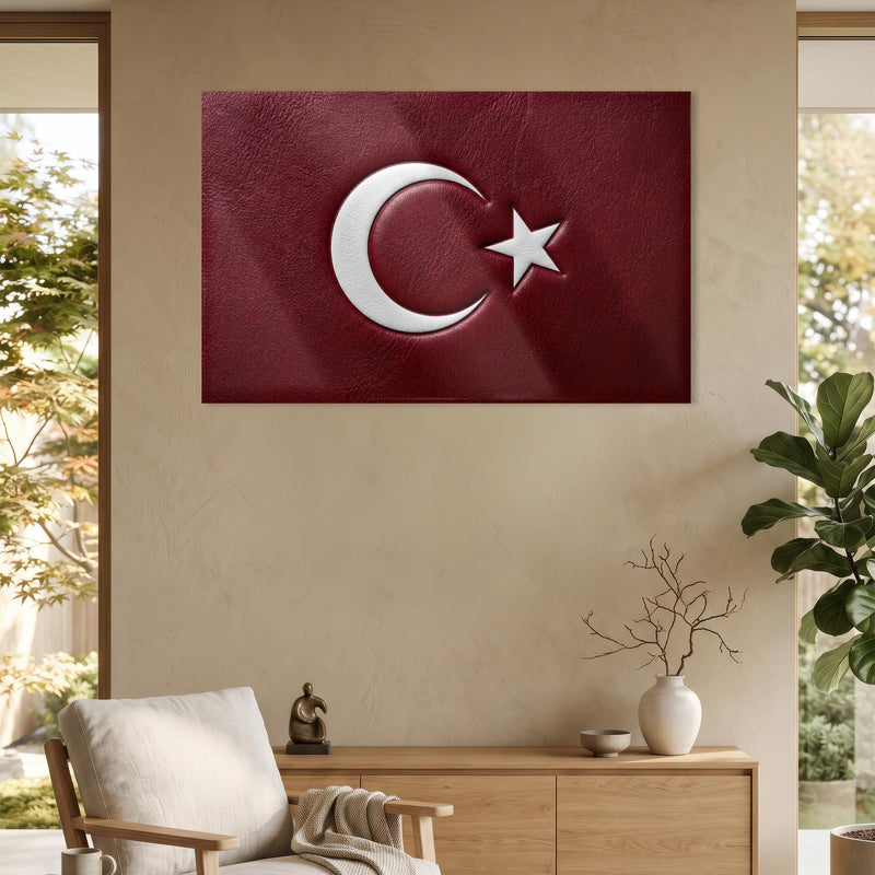 Kabartma Deri Görünümlü Türk Bayrağı Cam Tablo – Cam Tablo