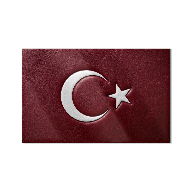 Kabartma Deri Görünümlü Türk Bayrağı Cam Tablo – Cam Tablo