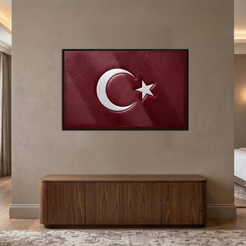 Kabartma Deri Görünümlü Türk Bayrağı Cam Tablo – Cam Tablo