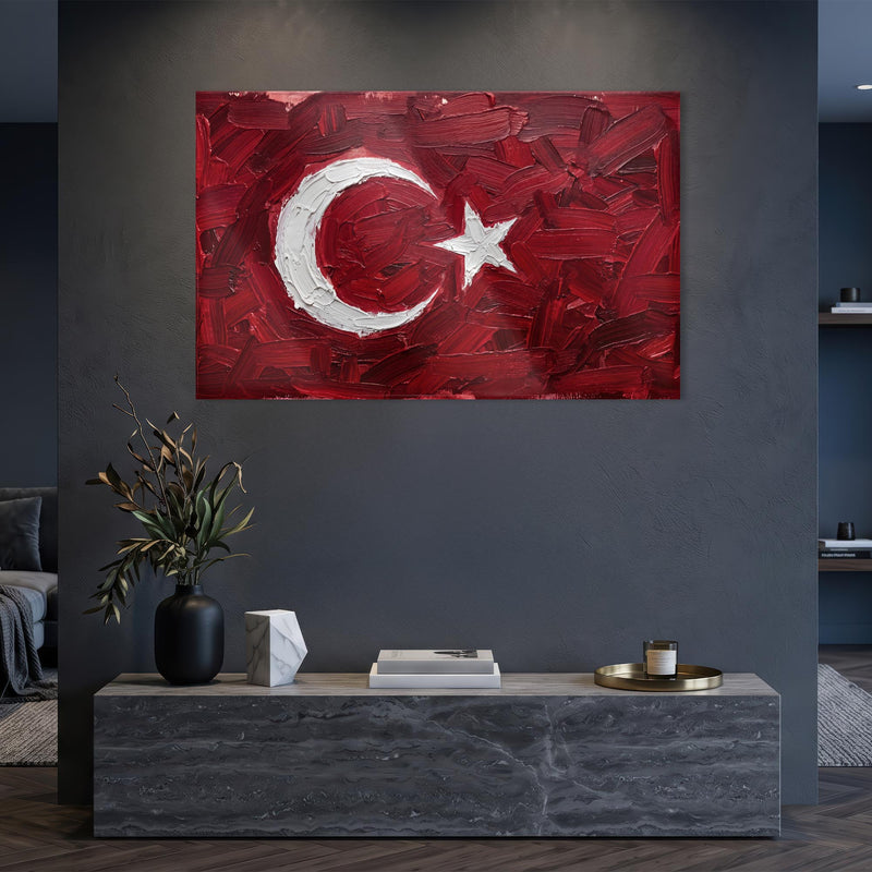 Yağlı Boya Görünümlü Türk Bayrağı Cam Tablo – Cam Tablo