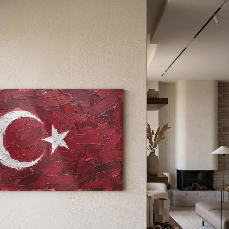 Yağlı Boya Görünümlü Türk Bayrağı Cam Tablo – Cam Tablo