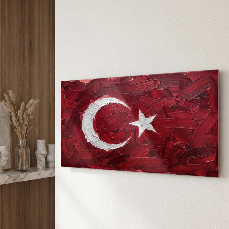 Yağlı Boya Görünümlü Türk Bayrağı Cam Tablo – Cam Tablo