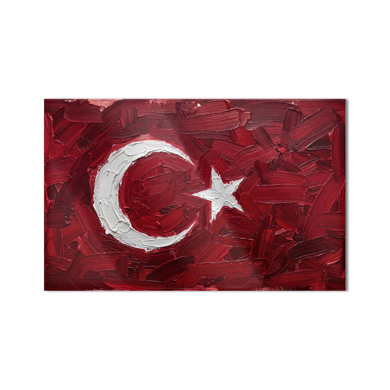 Yağlı Boya Görünümlü Türk Bayrağı Cam Tablo – Cam Tablo