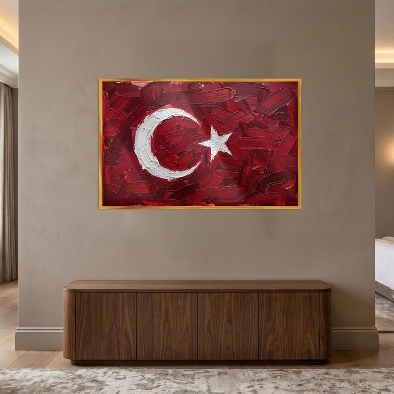 Yağlı Boya Görünümlü Türk Bayrağı Cam Tablo – Cam Tablo