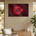 Neon İşık Türk Bayrağı Cam Tablo – Cam Tablo