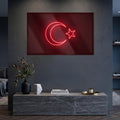 Neon İşık Türk Bayrağı Cam Tablo – Cam Tablo