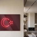 Neon İşık Türk Bayrağı Cam Tablo – Cam Tablo