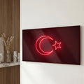 Neon İşık Türk Bayrağı Cam Tablo – Cam Tablo