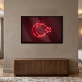 Neon İşık Türk Bayrağı Cam Tablo – Cam Tablo