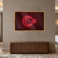 Neon İşık Türk Bayrağı Cam Tablo – Cam Tablo