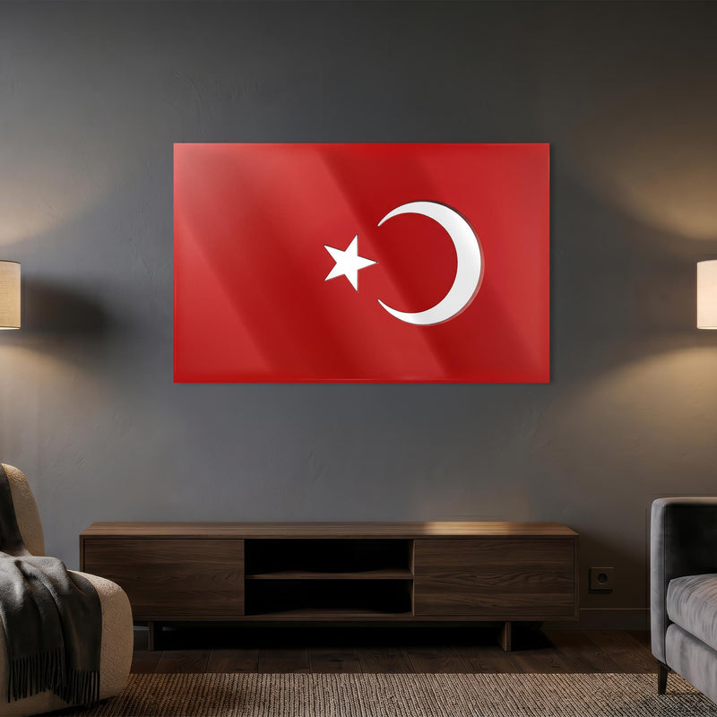 Çıkartma Efektli Türk Bayrağı Cam Tablo – Cam Tablo