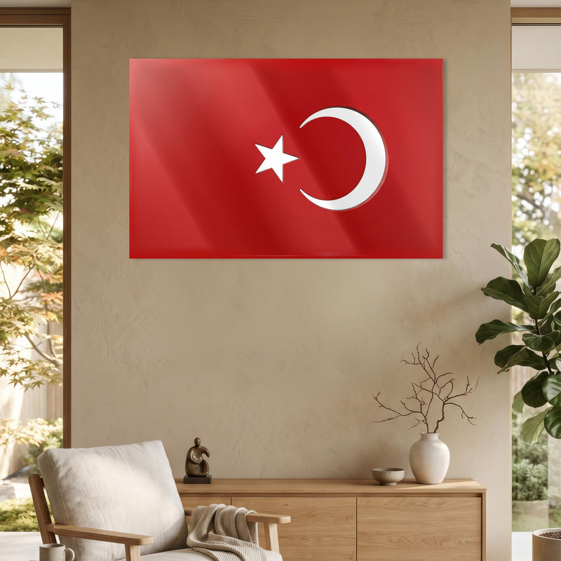 Çıkartma Efektli Türk Bayrağı Cam Tablo – Cam Tablo