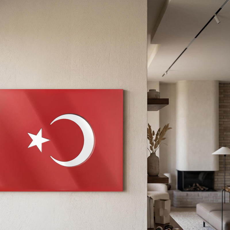 Çıkartma Efektli Türk Bayrağı Cam Tablo – Cam Tablo
