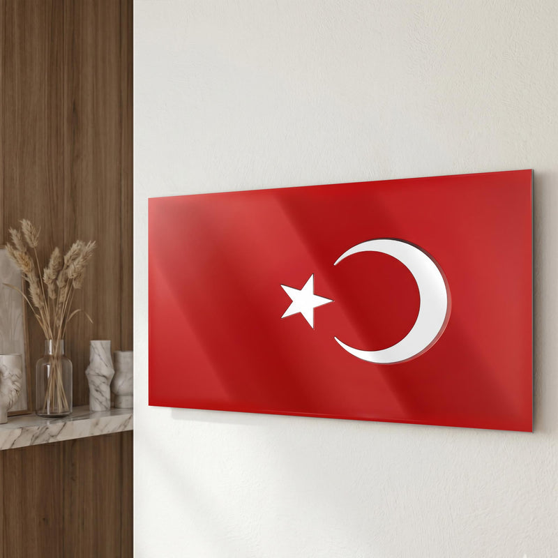 Çıkartma Efektli Türk Bayrağı Cam Tablo – Cam Tablo