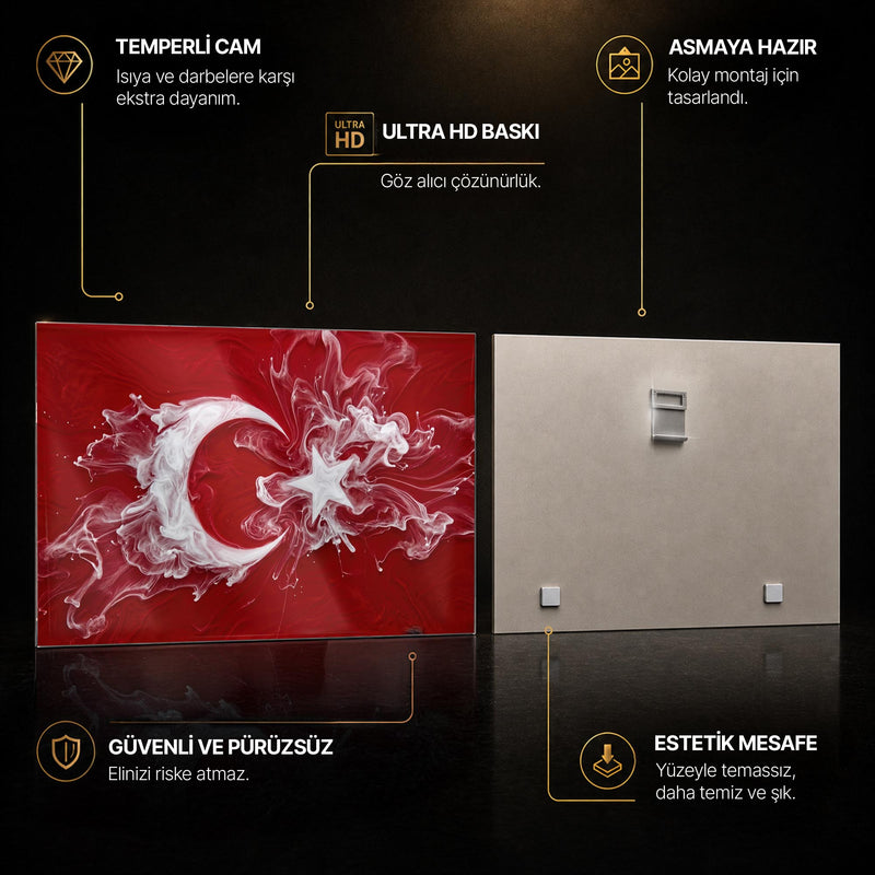 Duman Dalgası Türk Bayrağı Cam Tablo – Cam Tablo