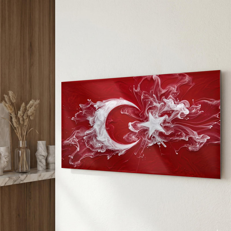 Duman Dalgası Türk Bayrağı Cam Tablo – Cam Tablo