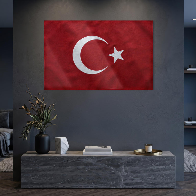 Kumaş Görünümlü Türk Bayrağı Cam Tablo – Cam Tablo