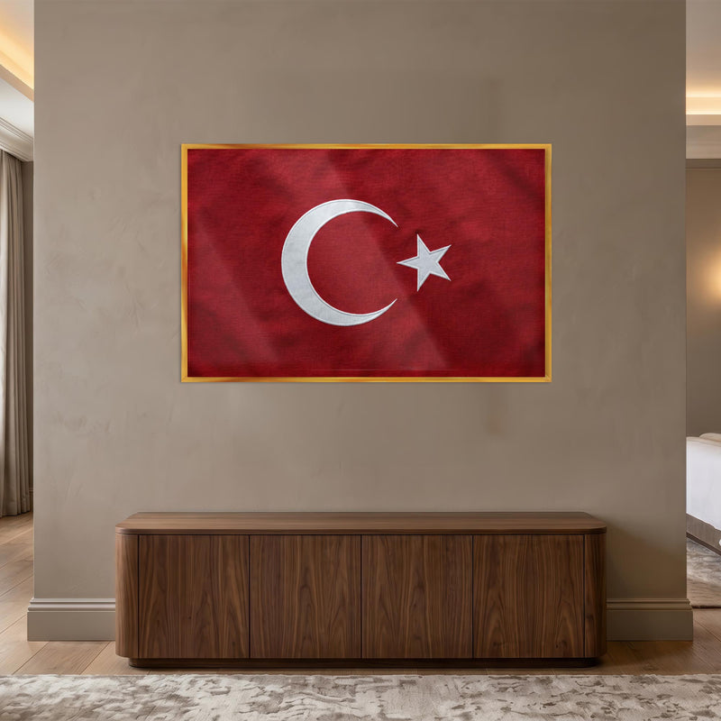Kumaş Görünümlü Türk Bayrağı Cam Tablo – Cam Tablo