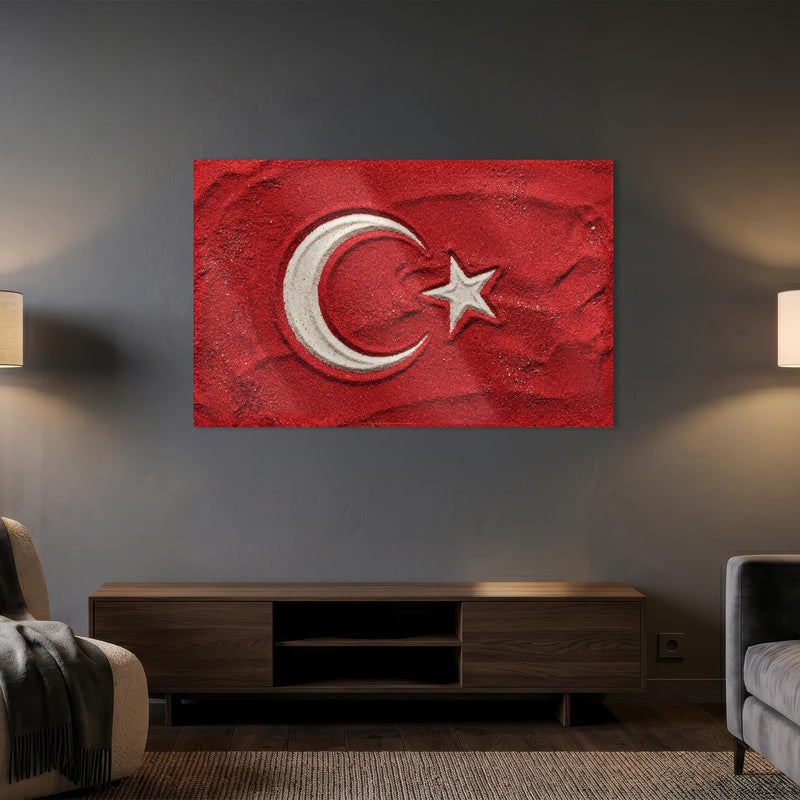 Kum Görünümlü Türk Bayrağı Cam Tablo – Cam Tablo