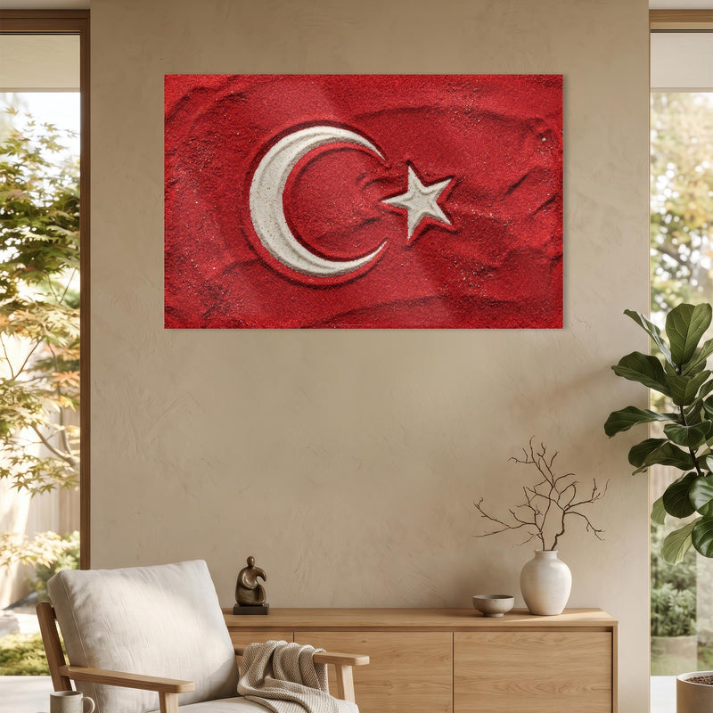 Kum Görünümlü Türk Bayrağı Cam Tablo – Cam Tablo