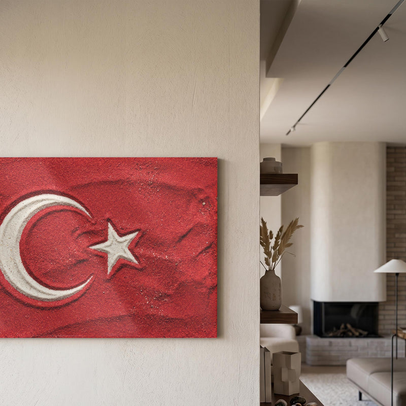 Kum Görünümlü Türk Bayrağı Cam Tablo – Cam Tablo