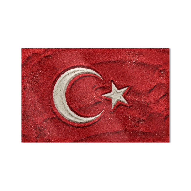Kum Görünümlü Türk Bayrağı Cam Tablo – Cam Tablo